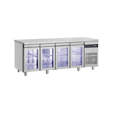 Masă rece cu 4 uși din sticlă, agregat lateral, finisaj inox, Linia 600, Inomak